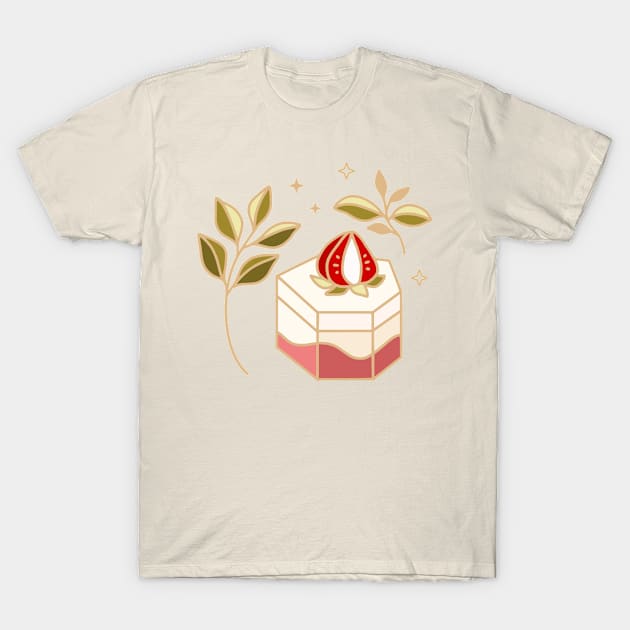 Strawberry Cake and Leaf Branch T-Shirt by thecolorblooms